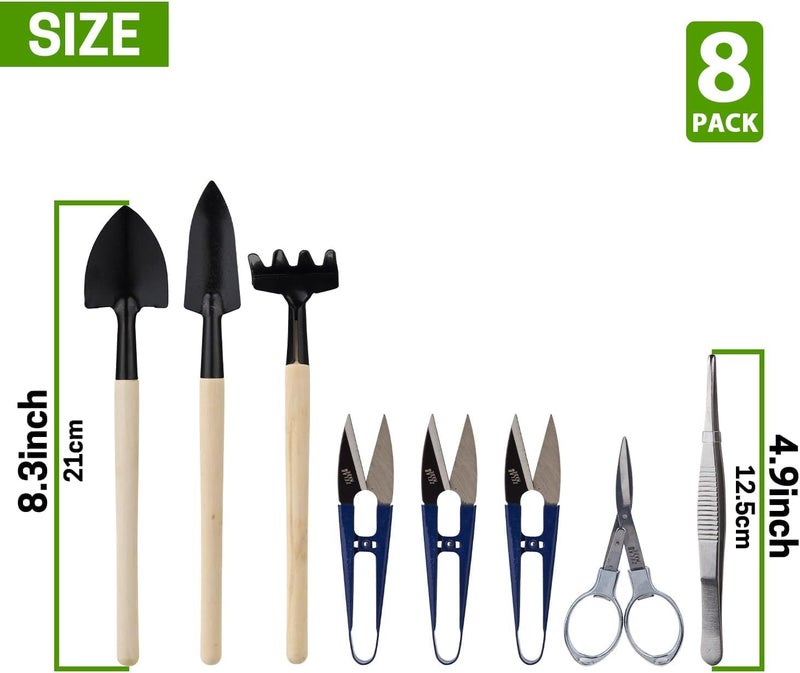 ZELARMAN Bonsai Set 8 Pcs - Include Pruner, Fold Scissors, Mini Rake, Bud & Leaf Trimmer Set by - Image 2